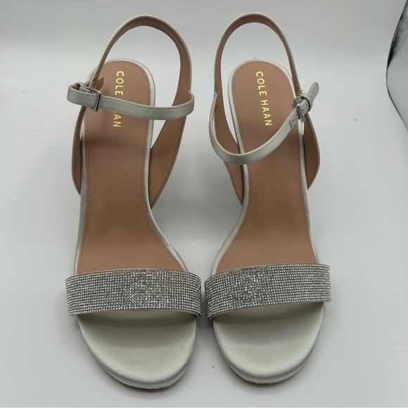 Cole Haan Shoes - New Cole Haan women’s Josie wedge sandals crystal/gray satin 8.5 B